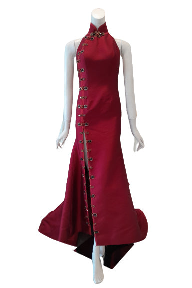 Buy: Yefta Gunawan Red Halter Cheongsam Mermaid Gown