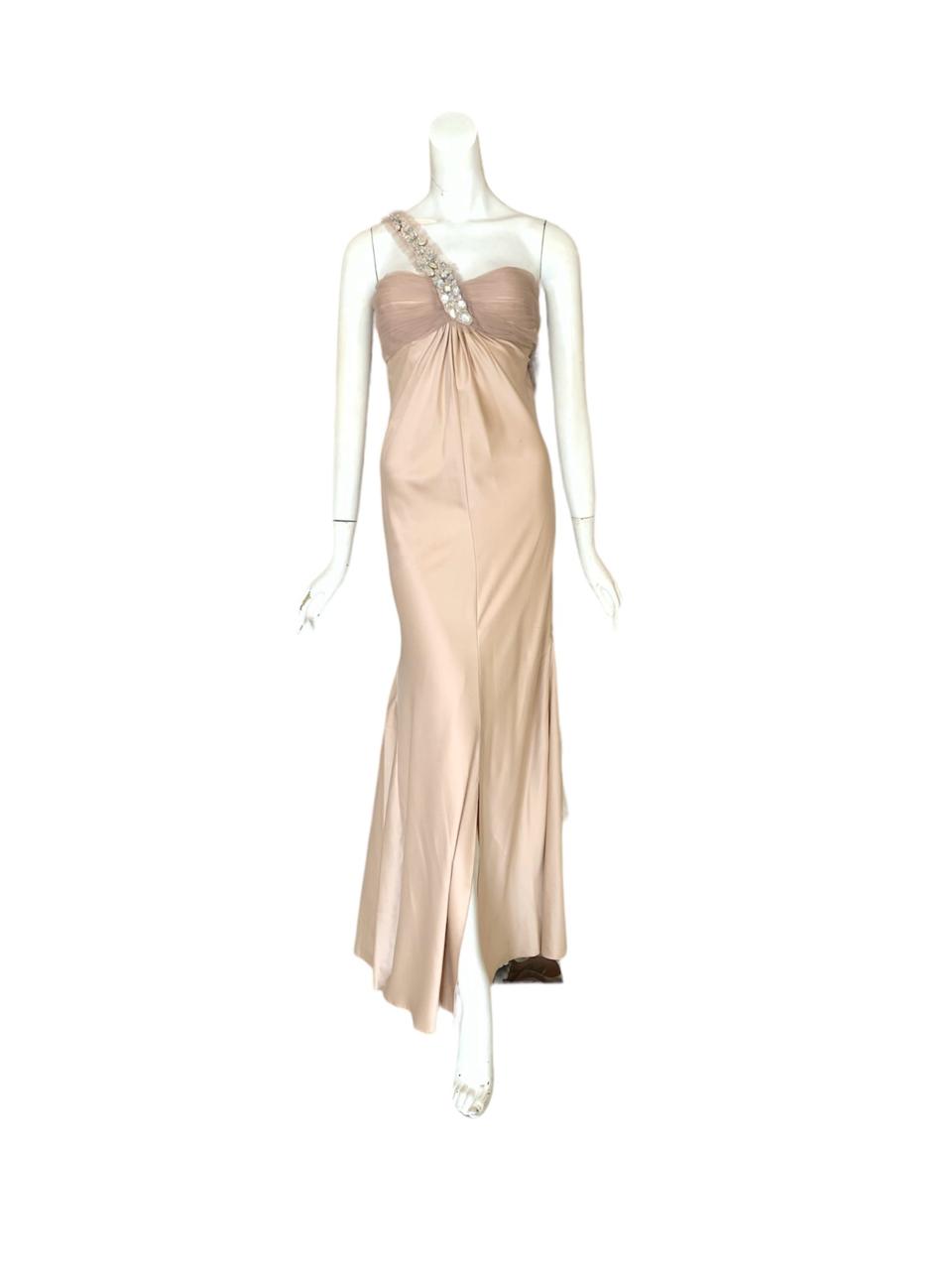Rent : Arme J Classic -  One Shoulder Gold With Slit Dress