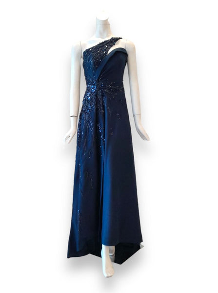 Rent : Albert Yanuar - Navy Blue One Shoulder With Slit Gown