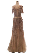 Buy : Rusly Tjohnardi - Gold Square Pattern Mermaid Gown