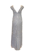 Sale: Anrini Polim Silver V-Neck Sleeveless Fully Beaded Gown