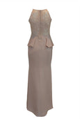 Rent : Peaches Pinkish - Halter Neck with Beaded Mermaid Gown