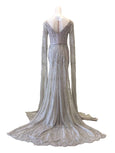 Buy : Rachm Design - Silver LongSleeves Cape Mermaid Gown