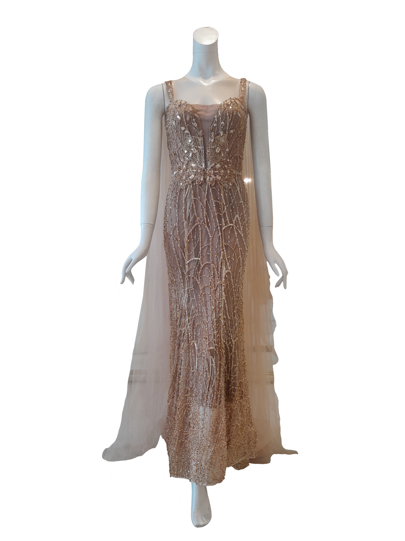 Rent : Aldi Couture - Gold Sleeveless Gown With Cape