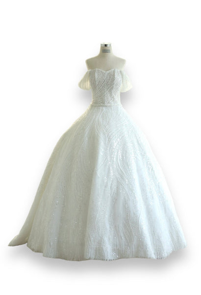 Rent: Christie Basil Two Looks White Off the Shoulder Ball Gown Wedding Dresses