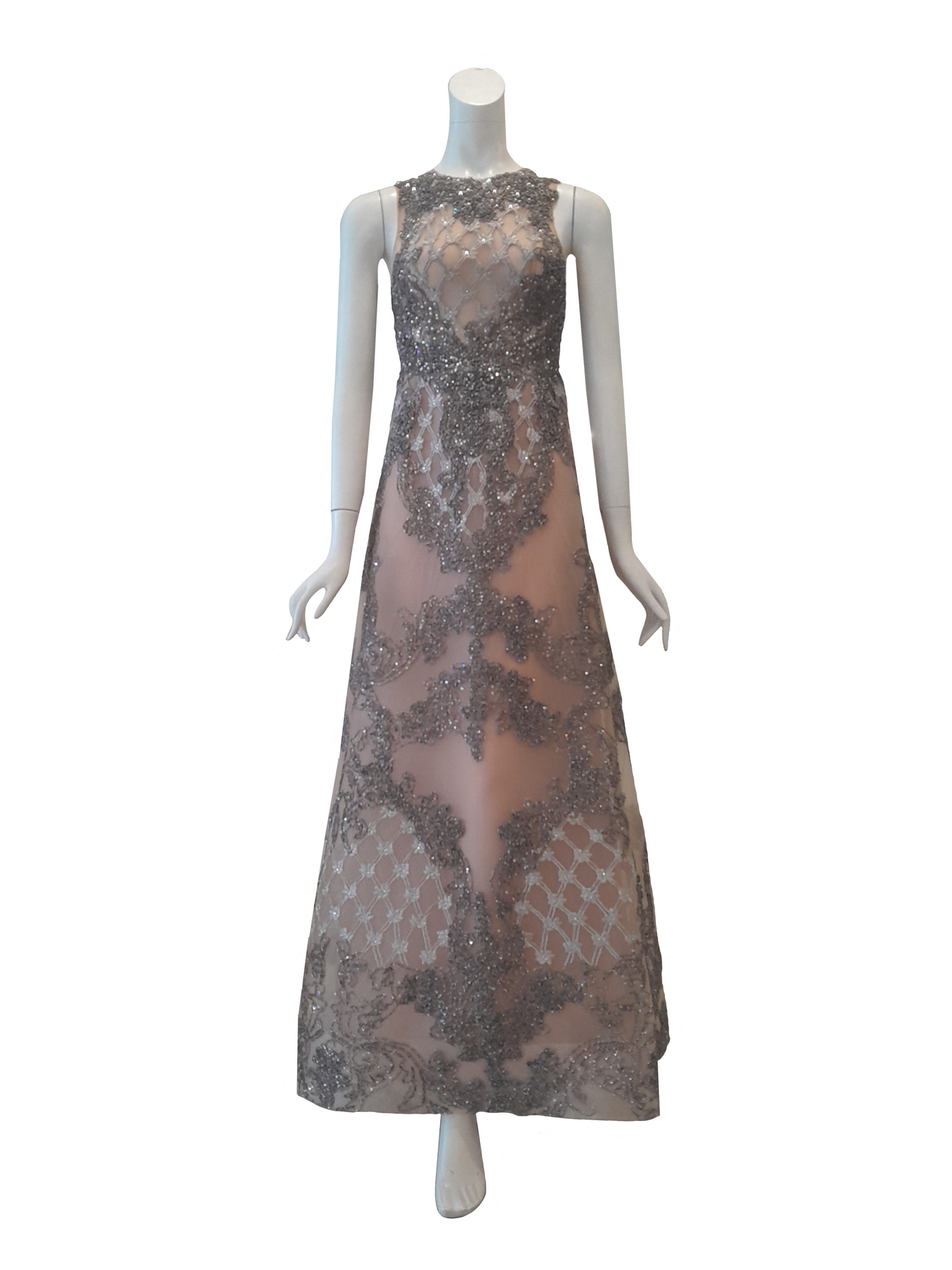 Rent: Yefta Gunawan -Coffe Sleeveless Embroidery Beaded Gown