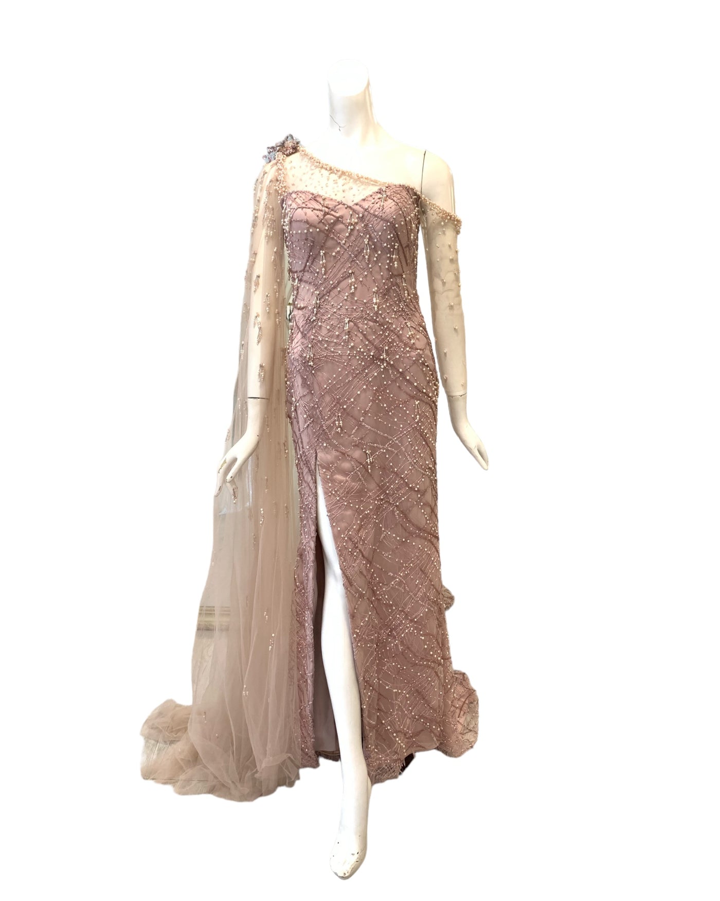 Buy : Winda Halomoan - Dusty Pink One Shoulder Gown