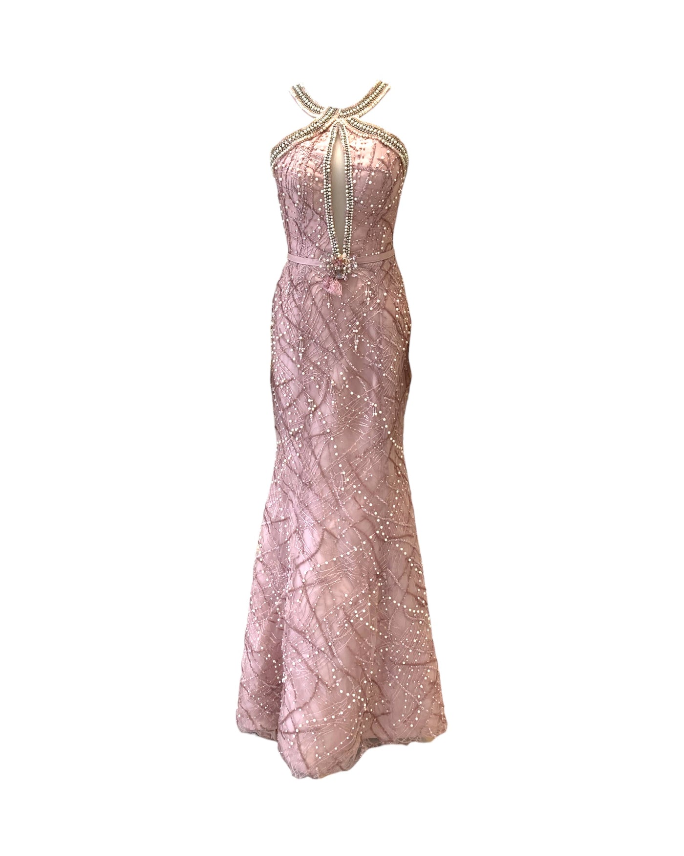 Buy : Winda Halomoan - Dusty Pink Halter Neck Gown