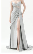 Rent : Rachm Design - Silver Sateen Mermaid Gown With Slit