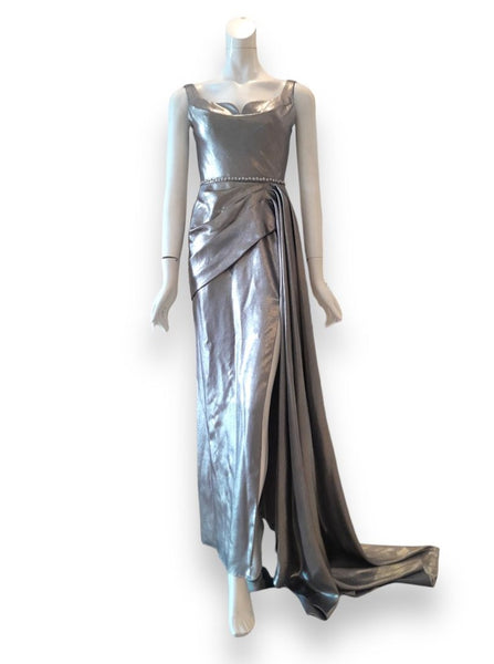 Buy : Ignatia Jessica - Silver Sateen Mermaid Gown With Slit
