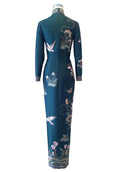 Buy : Hian Tjen - Green Longsleeve Cheongsam Gown