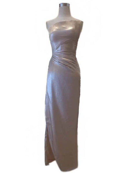 Rent : Wiki Wu -  Gold Asymmetrical Slit Gown