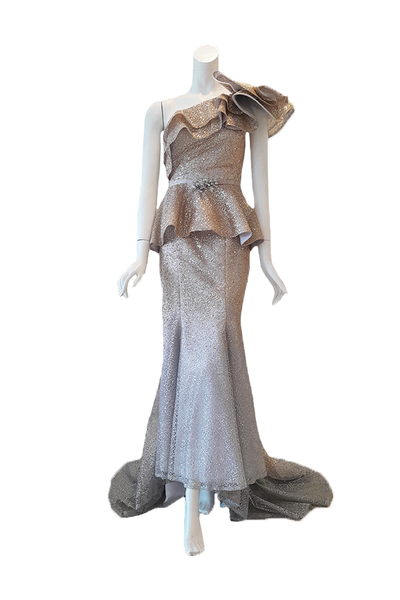 Buy : Rachm Design - Gold Ruffles Mermaid Gown