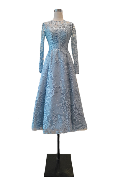 Buy : Adeline Esther - Blue Longsleeve Midi Gown