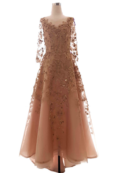 Rent: Yefta Gunawan - Gold Long Sleeves A-Line Gown
