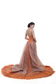 Angela Prisa - Buy: Sleeveless Orange Lace on Nude Chiffon-The Dresscodes - 3