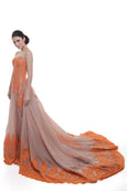 Angela Prisa - Buy: Sleeveless Orange Lace on Nude Chiffon-The Dresscodes - 2