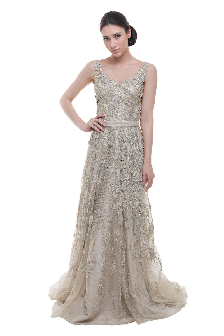 Anrini Polim - Rent: Anrini Polim Gold Sleeveless Embellished Gown-The Dresscodes - 1