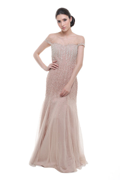 Anrini Polim - Buy: Sparkly Pink Off the Shoulder Trumpet Gown-The Dresscodes - 1