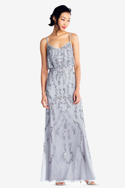 Adrianna Papell - Floral Beaded Blouson Dress Serenity