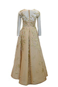 Rent: Agvsta By Bethania - Gold Skin Long Sleeves Tulle Gown