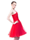 Agvsta By Bethania - Buy: One Shoulder Red Tulle Dress-The Dresscodes - 3