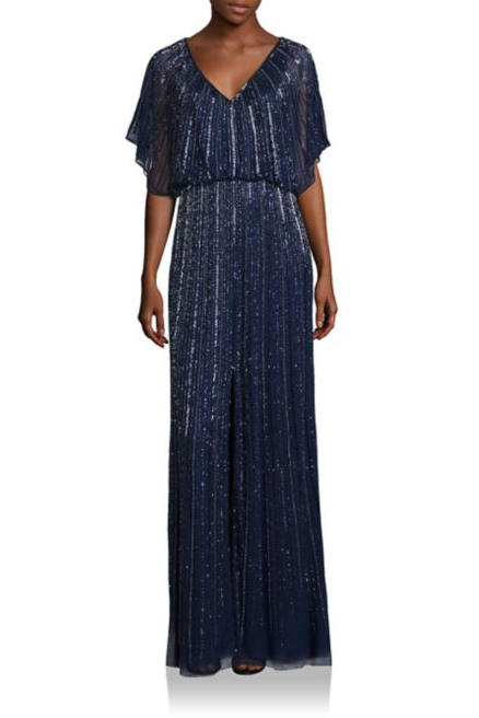 Buy: Aidan Mattox Embellished Front Slit Dress