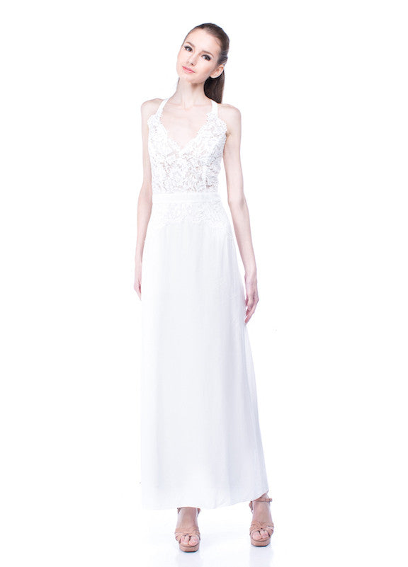 Aijek - Buy: White Drifter Lace Maxi-The Dresscodes - 1