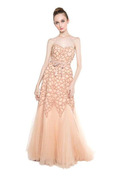 Andreas Odang - Buy: Peach Beaded Gown-The Dresscodes - 1