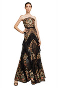Rent: BCBGMaxazria Black Strapless Embroidered Gown