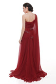 Didi Budiardjo - Buy: Red One Shoulder Pleated Chiffon Gown-The Dresscodes - 2