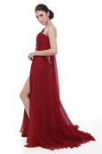 Didi Budiardjo - Buy: Red One Shoulder Pleated Chiffon Gown-The Dresscodes - 3