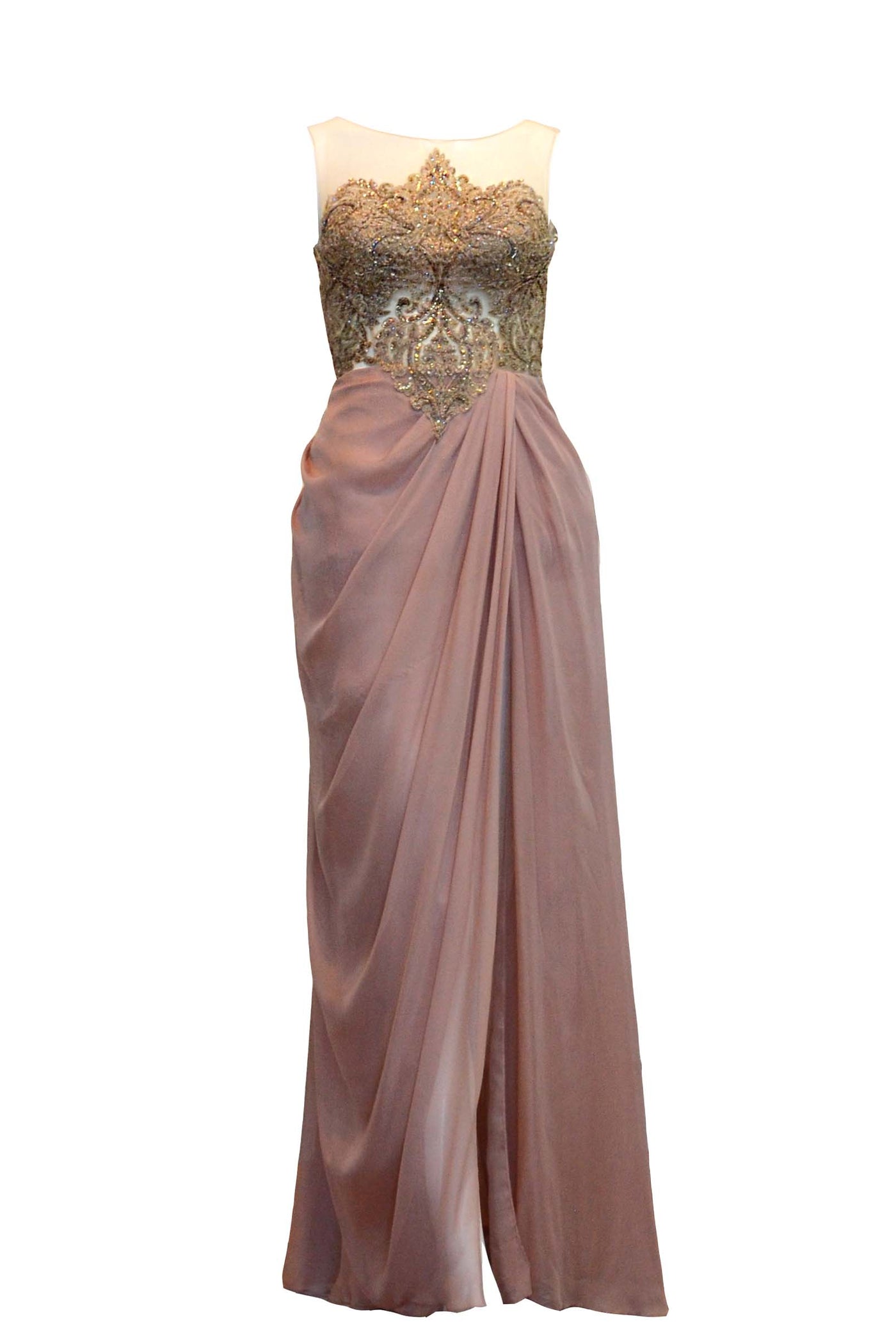 Rent: Seraglio Couture Pink Sleeveless Embellishment Chiffon Dress