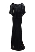 Rent: Long Black Beads Cape Gown
