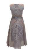 Rent: TEX Saverio - Silver Satin Waist Beaded Dress