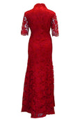 Rent : Mandarin Peony - Red 3/4 Sleeves Brocade Cheongsam Dress