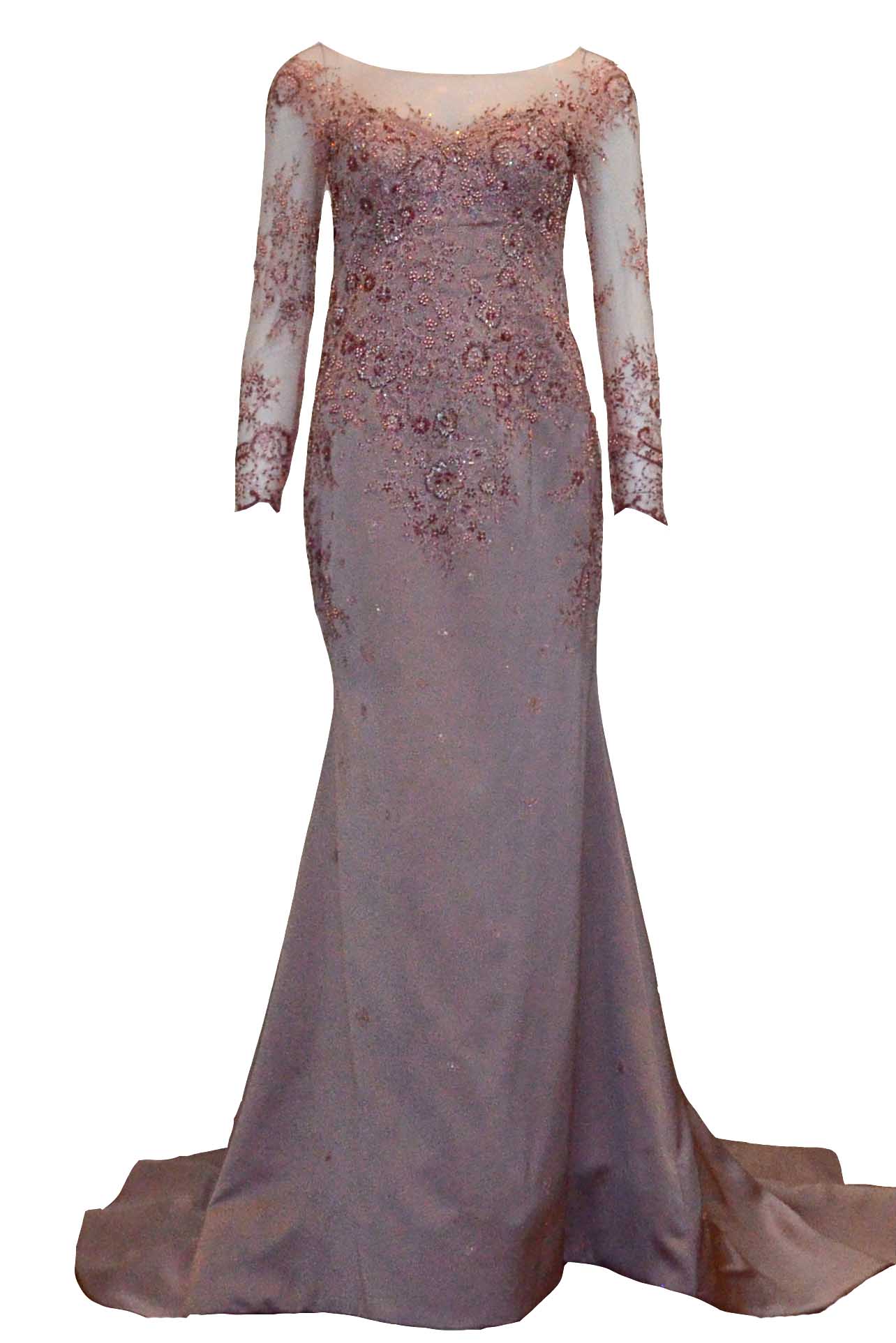 Rent: Sisca ZH - Long Sleeves Brocade Evening Gown