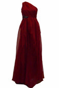 Buy : Badgley Mischka - Maroon One Shoulder Chiffon Dress