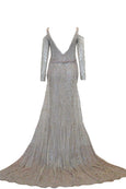 Buy : Rachm Design - Silver Long Sleeves Gown