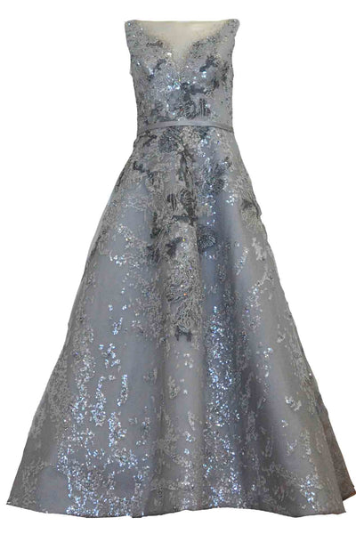 Buy : Hian Tjen - Silver Sparkly V Neck Beaded Gown