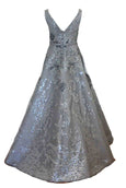 Rent: Hian Tjen - Silver Sparkly V Neck Gown