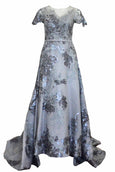 Rent: Hian Tjen - Silver Short Sleeves Sparkly Gown