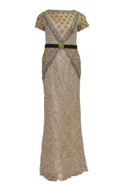 Rent: Yefta Gunawan - Gold Short Sleeves Fully Beaded Gown with Band