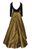 Rent: Yefta Gunawan - Black Long Sleeves Velvet Jacquard Gown with Band