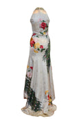 Sale: Biyan White Neck Beaded Cheongsam Long Dress
