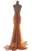 Rent : Didi Budiardjo - Peach Chiffon Strapless Dress