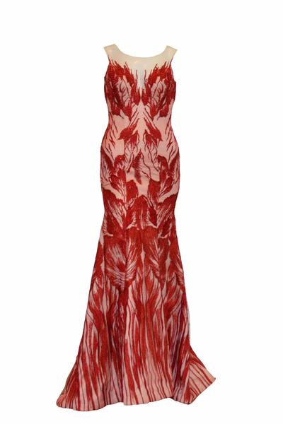 Sale: Felita Wirawan Red Embroidery Mermaid Gown