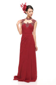 Fluorescence - Buy: Red Beaded Cheongsam Chiffon Dress-The Dresscodes - 3