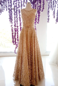 Rent: Gabriella Vania Golden Sleeveless A-Line Gown
