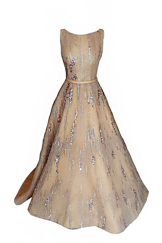 Sale: Hian Tjen Gold Sleeveless Ball Gown